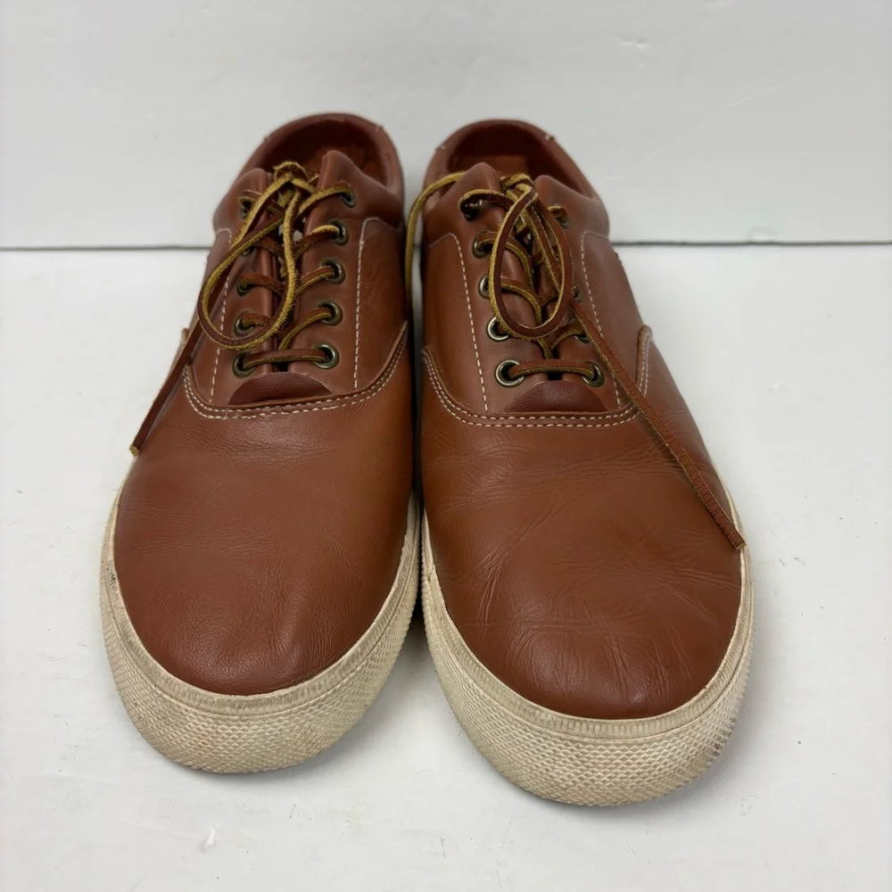 Polo Ralph Lauren Vaughn Shoes Sneakers Tan Brown Leather Lace-up Men’s size 12D